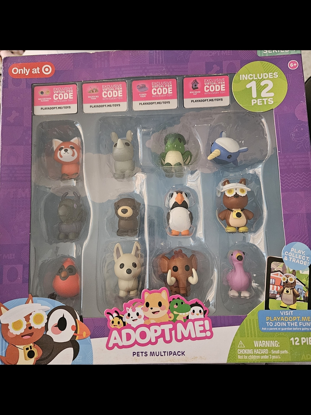 Adopt Me! Pets Multipack 12pc Figurine Set w/ Codes Otter Red Panda Rhino Wyvern